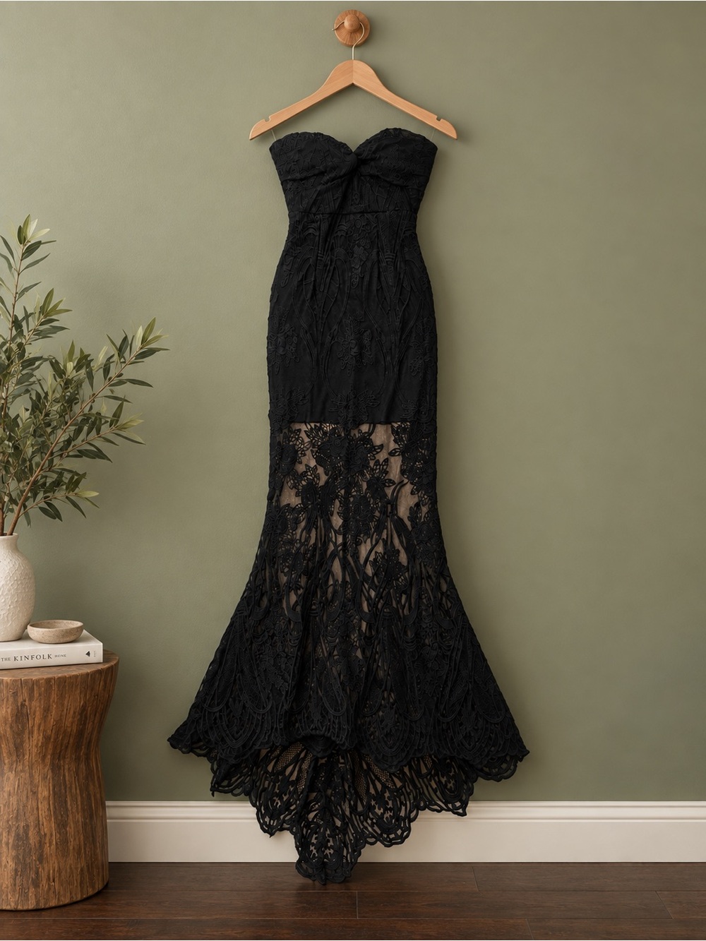 Hello Molly Strapless Black Lace Mermaid Gown